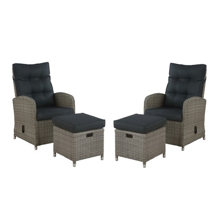 ALATERRE FURNITURE Monaco All-Weather 4-Piece Set with Two Reclining Chairs and Two Ottomans AWWH011HH